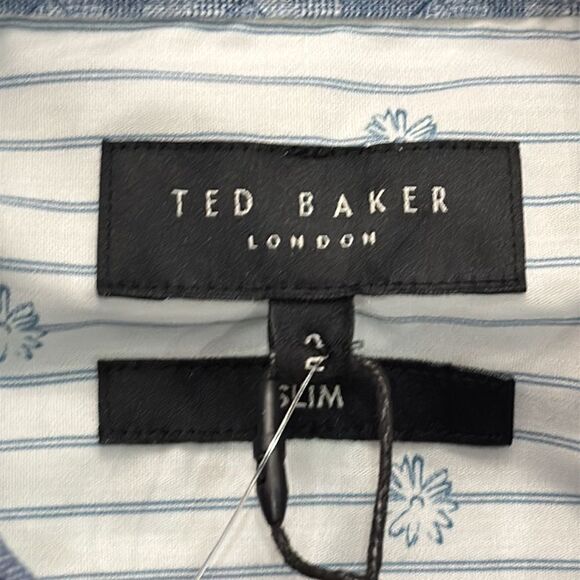 NWT Ted Baker Blue Barhill Square Ombre geometric Shirt Size 2 US S - Picture 4 of 12